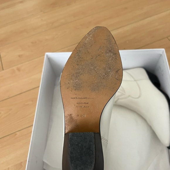 ****SOLD****Isabel Marant Denvee White Western Cowboy Heeled Boots Sz 36 or 6 - Picture 3 of 3